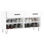 vidaXL Banco zapatero madera de ingeniería blanco brillo 102x35x55 cm