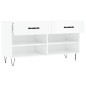 vidaXL Banco zapatero madera de ingeniería blanco brillo 102x35x55 cm