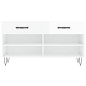 vidaXL Banco zapatero madera de ingeniería blanco brillo 102x35x55 cm