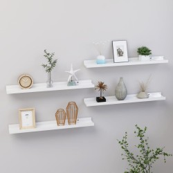 vidaXL Estantes de pared 4 unidades blanco brillo 60x9x3 cm
