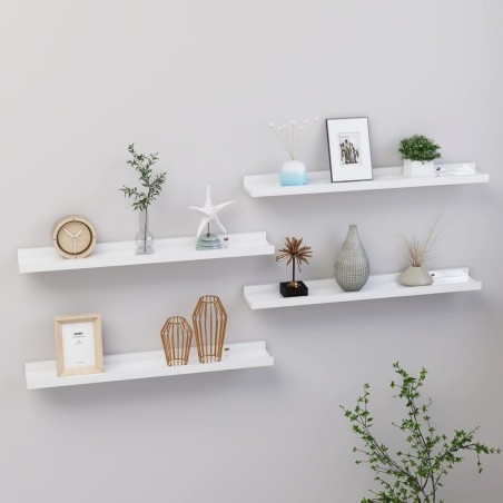 vidaXL Estantes de pared 4 unidades blanco brillo 60x9x3 cm