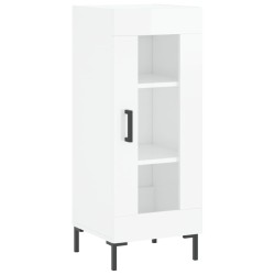 vidaXL Aparador de madera contrachapada blanco brillante 34,5x34x90 cm