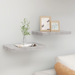 vidaXL Estantes flotantes de pared 2 uds MDF gris hormigón 40x23x3,8cm