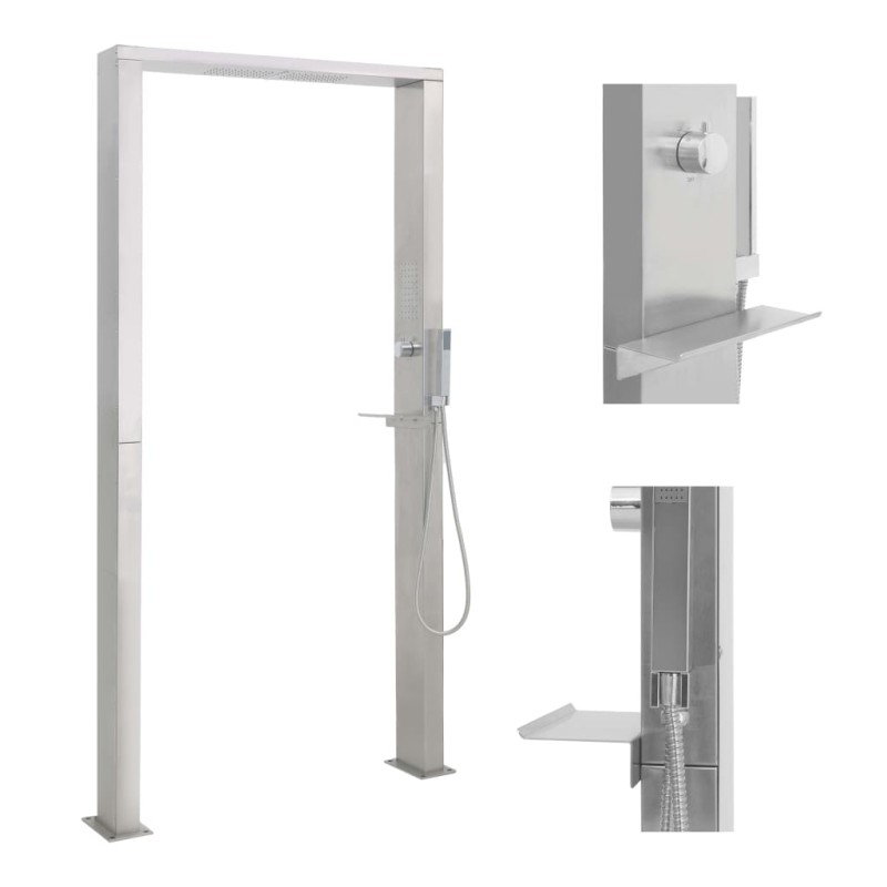 vidaXL Ducha de exterior de acero inoxidable chorro doble