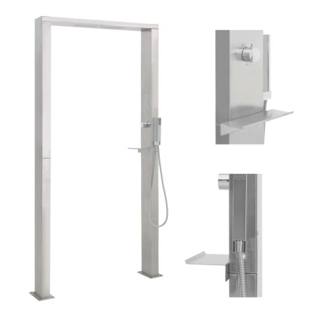 vidaXL Ducha de exterior de acero inoxidable chorro doble