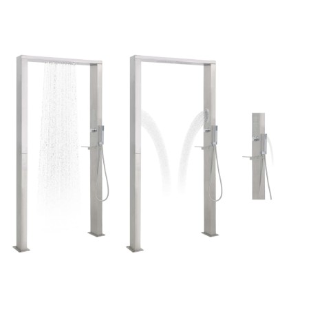 vidaXL Ducha de exterior de acero inoxidable chorro doble