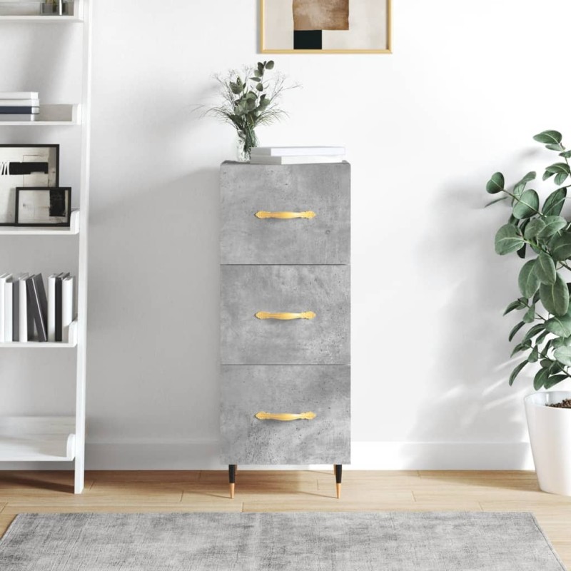 vidaXL Aparador de madera contrachapada gris hormigón 34,5x34x90 cm vidaXL Aparador de madera contrachapada gris hormigón 34,5x34x90 cm