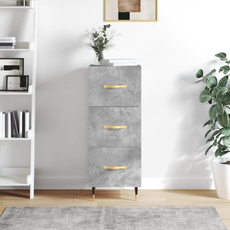 vidaXL Aparador de madera contrachapada gris hormigón 34,5x34x90 cm