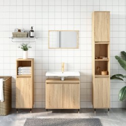 vidaXL Set de muebles de baño 3 pzas madera contrachapada roble sonoma