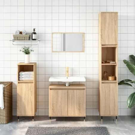 vidaXL Set de muebles de baño 3 pzas madera contrachapada roble sonoma