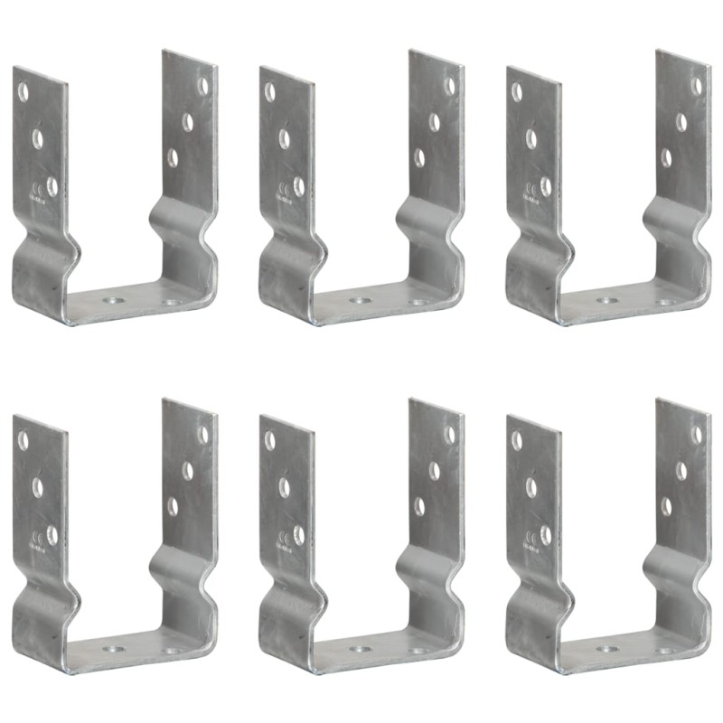 vidaXL Anclajes de valla 6 uds acero galvanizado plateado 10x6x15 cm