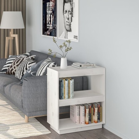 vidaXL Estantería madera maciza de pino blanca 60x35x71 cm