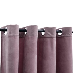 vidaXL Cortinas opacas anillas 2 pzas terciopelo rosa viejo 140x245 cm