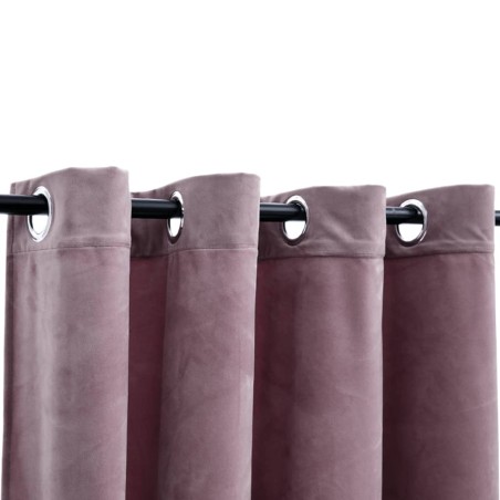 vidaXL Cortinas opacas anillas 2 pzas terciopelo rosa viejo 140x245 cm