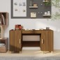 vidaXL Escritorio de madera contrachapada roble marrón 140x50x75 cm vidaXL Escritorio de madera contrachapada roble marrón 140x50x75 cm