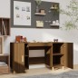 vidaXL Escritorio de madera contrachapada roble marrón 140x50x75 cm vidaXL Escritorio de madera contrachapada roble marrón 140x50x75 cm