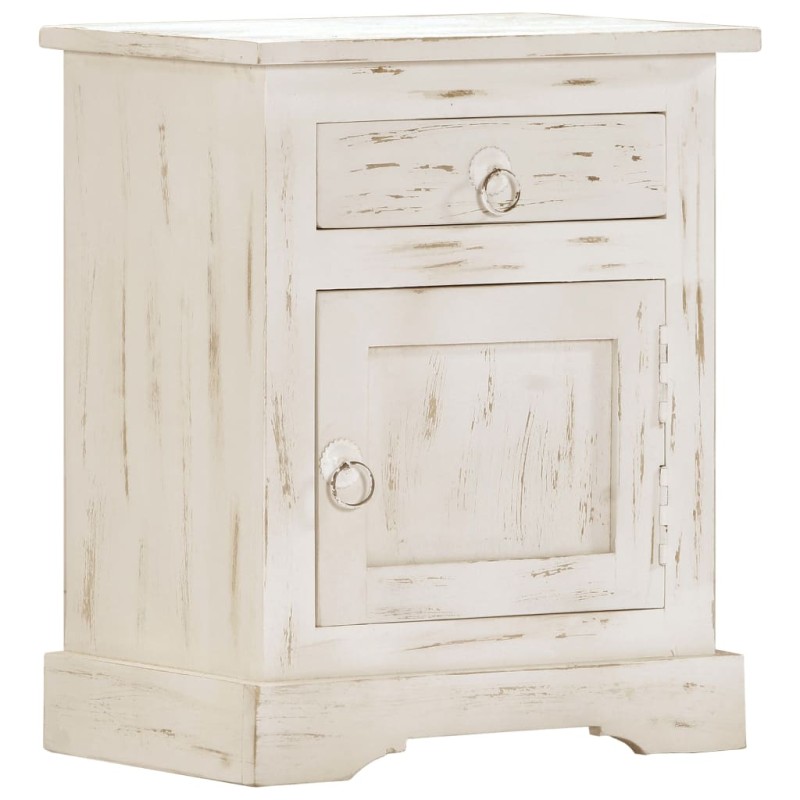 vidaXL Mesita de noche de madera maciza de mango blanca 40x30x50 cm