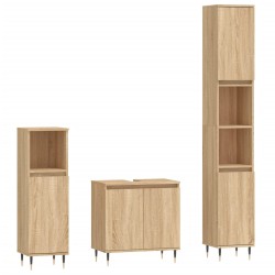 vidaXL Set de muebles de baño 3 pzas madera contrachapada roble sonoma
