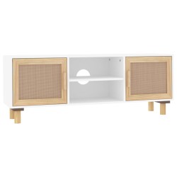 vidaXL Mueble para TV madera maciza pino y ratán natural 105x30x40 cm