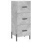 vidaXL Aparador de madera contrachapada gris hormigón 34,5x34x90 cm