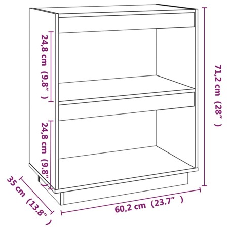 vidaXL Estantería madera maciza de pino blanca 60x35x71 cm