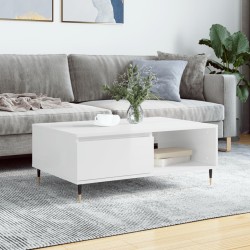 vidaXL Mesa de centro madera de ingeniería blanco brillo 90x60x35 cm