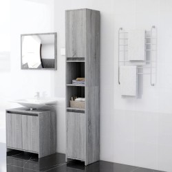 vidaXL Armario de baño madera contrachapada gris Sonoma 30x30x183,5 cm