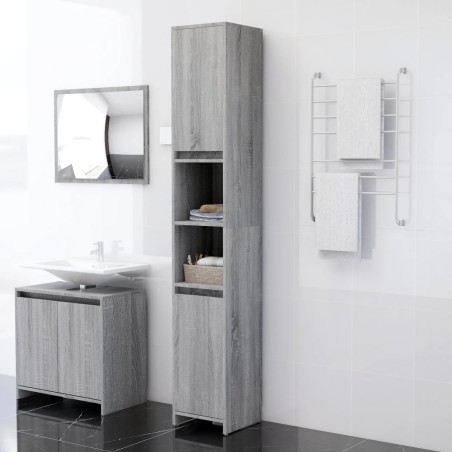 vidaXL Armario de baño madera contrachapada gris Sonoma 30x30x183,5 cm
