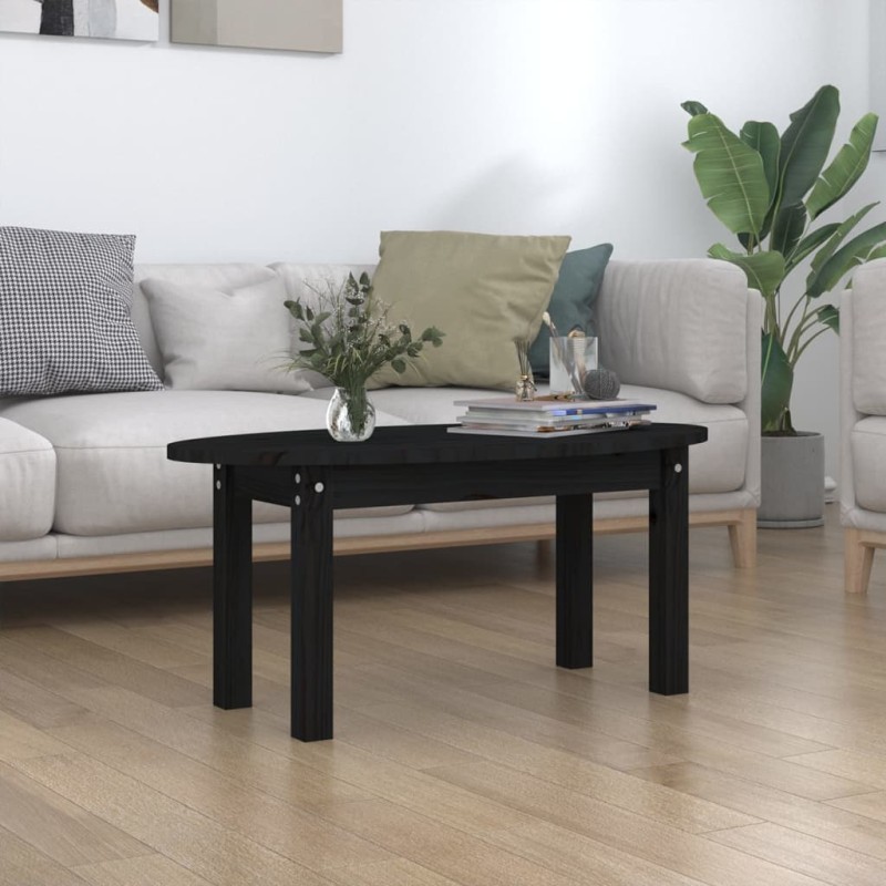 vidaXL Mesa de centro de madera maciza de pino negro 80x40x35 cm vidaXL Mesa de centro de madera maciza de pino negro 80x40x35 cm