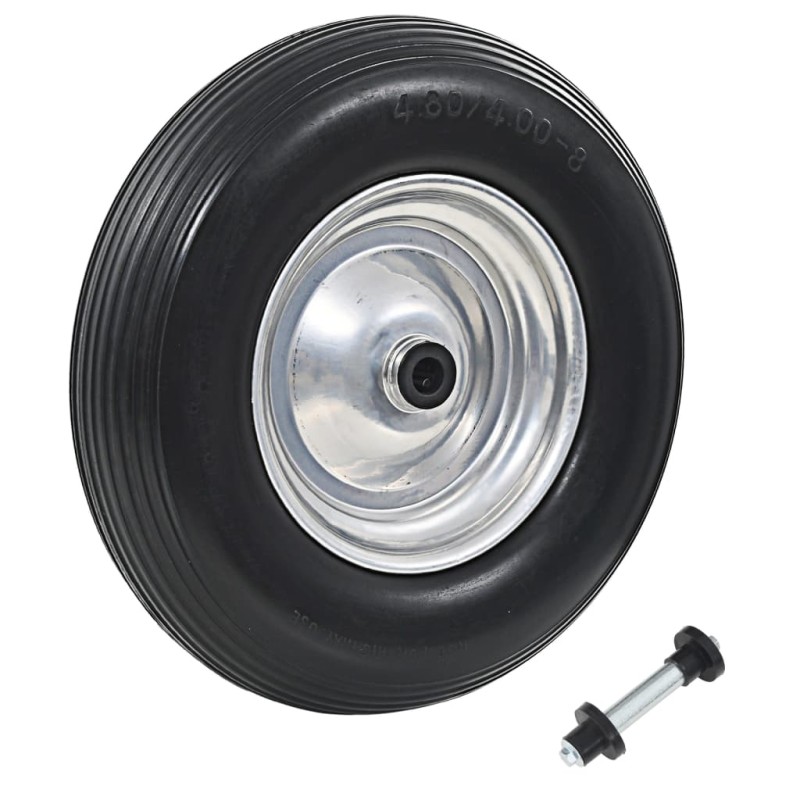 vidaXL Rueda de carretilla con eje macizo PU 4.00-8 390 mm vidaXL Rueda de carretilla con eje macizo PU 4.00-8 390 mm
