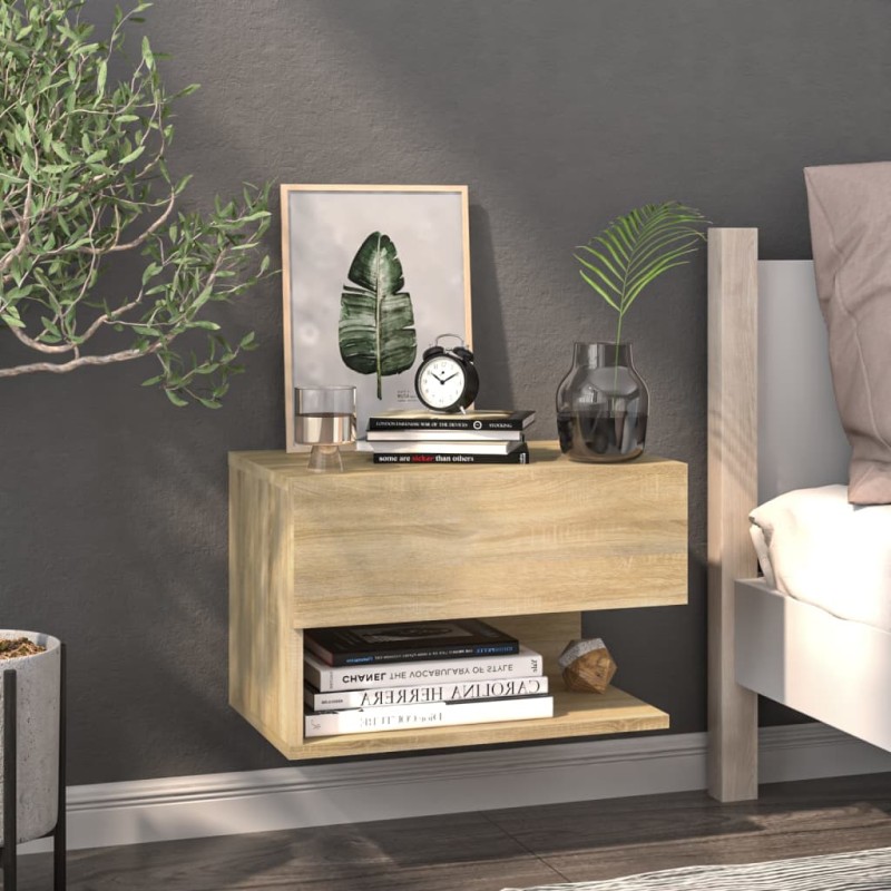 vidaXL Mesita de noche de pared roble Sonoma vidaXL Mesita de noche de pared roble Sonoma