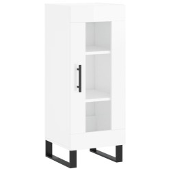 vidaXL Aparador de madera contrachapada blanco brillante 34,5x34x90 cm