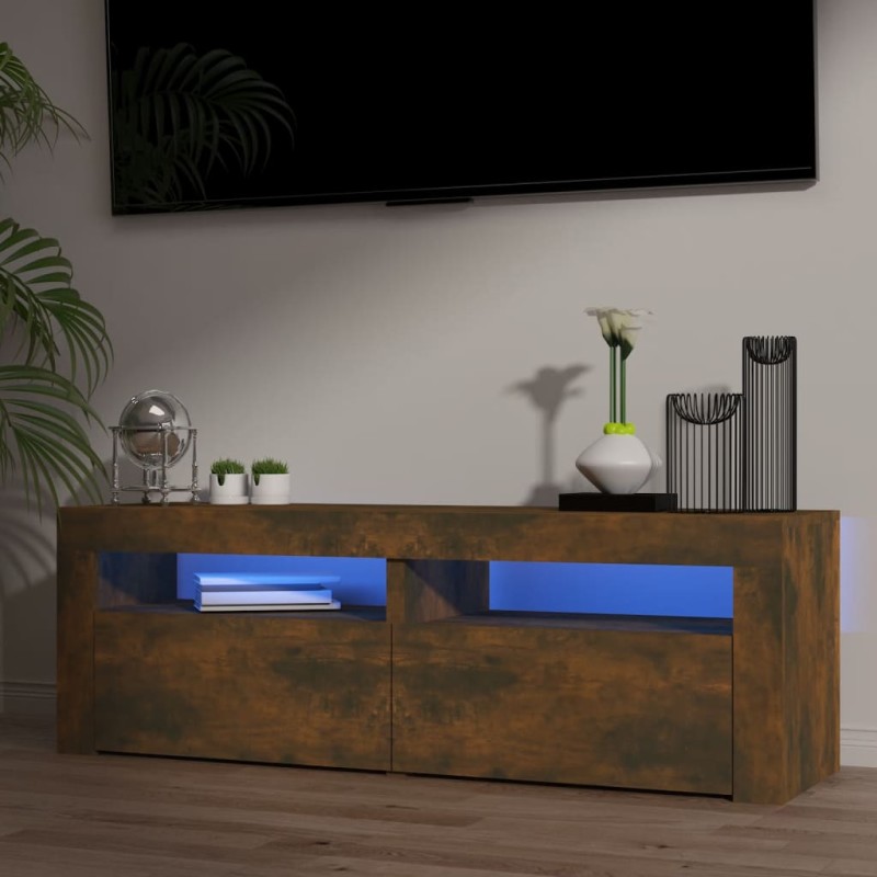 vidaXL Mueble de TV con luces LED roble ahumado 120x35x40 cm
