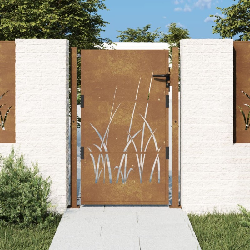 vidaXL Puerta de jardín acero corten diseño hierba 105x155 cm vidaXL Puerta de jardín acero corten diseño hierba 105x155 cm