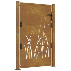 vidaXL Puerta de jardín acero corten diseño hierba 105x155 cm
