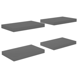 vidaXL Estantes flotantes de pared 4 uds MDF gris brillo 40x23x3,8 cm