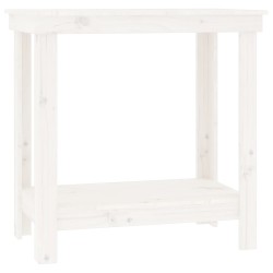 vidaXL Banco de trabajo de madera maciza de pino blanco 80x50x80 cm