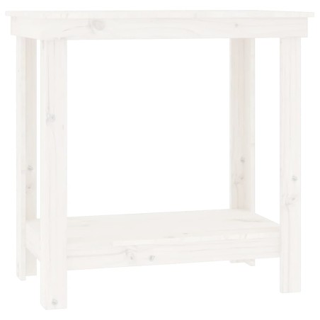vidaXL Banco de trabajo de madera maciza de pino blanco 80x50x80 cm