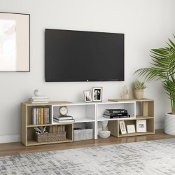 vidaXL Mueble de TV madera contrachapada blanco y roble 149x30x52 cm