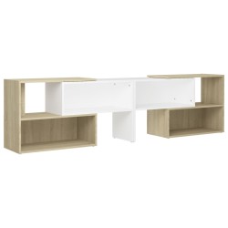 vidaXL Mueble de TV madera contrachapada blanco y roble 149x30x52 cm