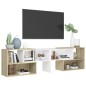 vidaXL Mueble de TV madera contrachapada blanco y roble 149x30x52 cm