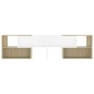 vidaXL Mueble de TV madera contrachapada blanco y roble 149x30x52 cm