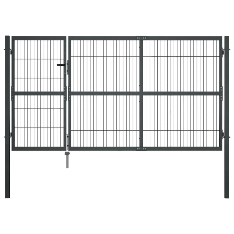 vidaXL Puerta de valla de jardín con postes acero antracita 350x140 cm vidaXL Puerta de valla de jardín con postes acero antracita 350x140 cm