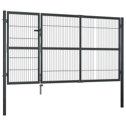 vidaXL Puerta de valla de jardín con postes acero antracita 350x140 cm