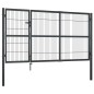 vidaXL Puerta de valla de jardín con postes acero antracita 350x140 cm vidaXL Puerta de valla de jardín con postes acero antracita 350x140 cm