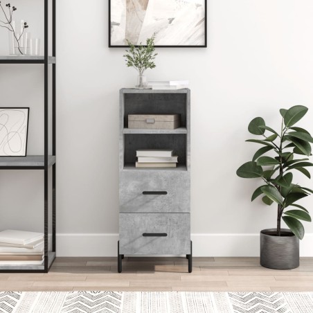 vidaXL Aparador de madera contrachapada gris hormigón 34,5x34x90 cm