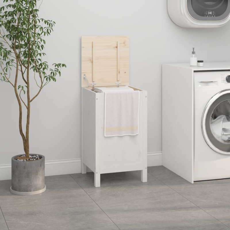 vidaXL Baúl para la colada madera maciza de pino blanco 44x44x76 cm vidaXL Baúl para la colada madera maciza de pino blanco 44x44x76 cm