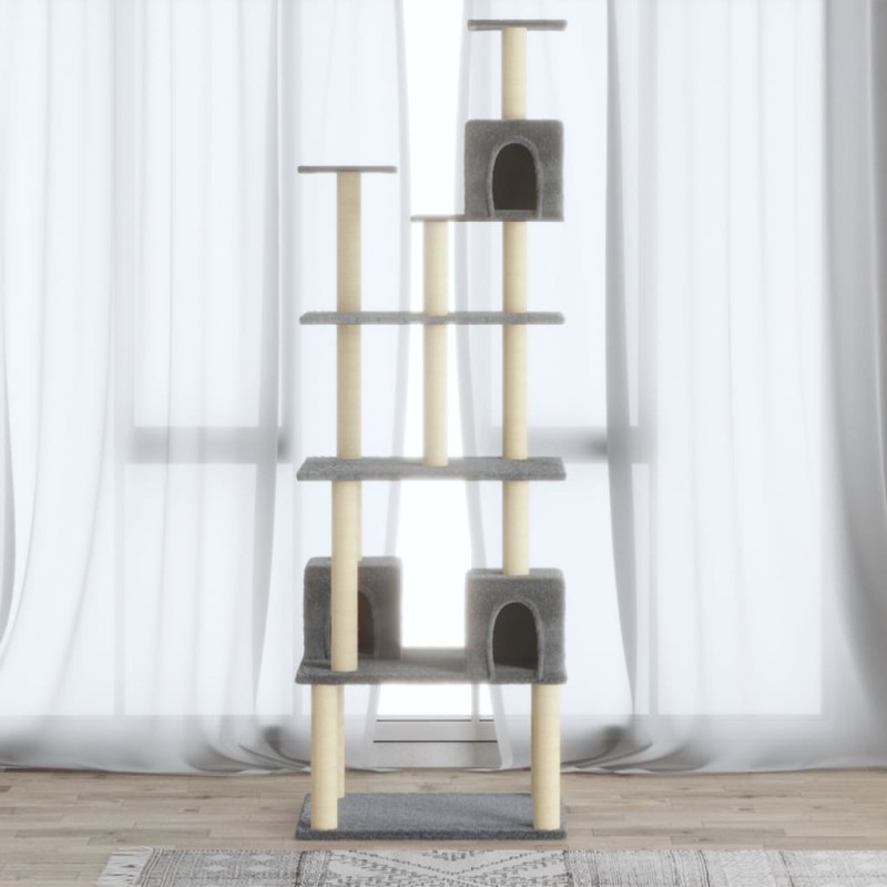 vidaXL Rascador para gatos con postes de sisal gris claro 188 cm vidaXL Rascador para gatos con postes de sisal gris claro 188 cm