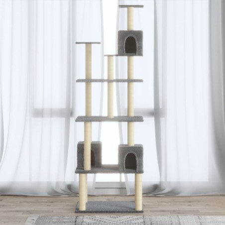 vidaXL Rascador para gatos con postes de sisal gris claro 188 cm