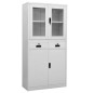 vidaXL Armario de oficina acero vidrio templado gris claro 90x40x180cm